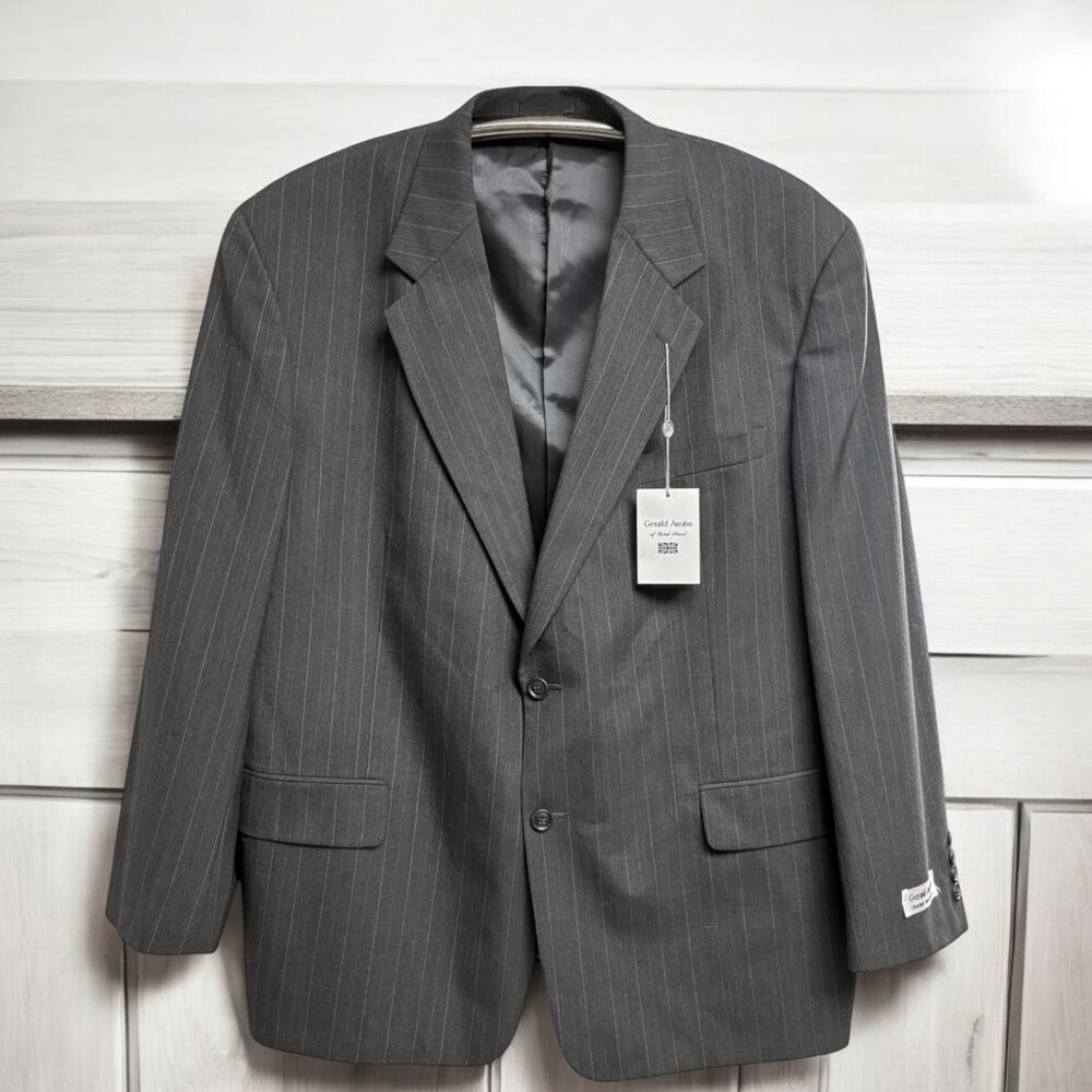Gerald Austin of Bond St Gray Striped Single‎ Breasted Blazer
